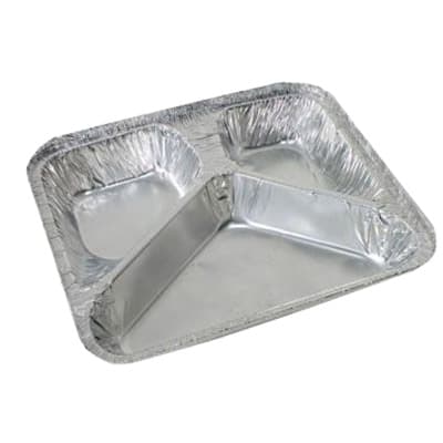 Bandeja de Alumínio Retangular 900ml D17 3 Divisórias c/100 unidades Wyda.