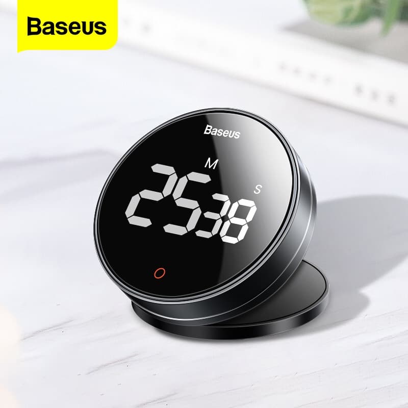 Baseus Magnético Temporizador De Cozinha Digital Timer Cronômetro Contagem Regressiva Manual De Rotação Contador Esporte Estudo Alarme Relógio