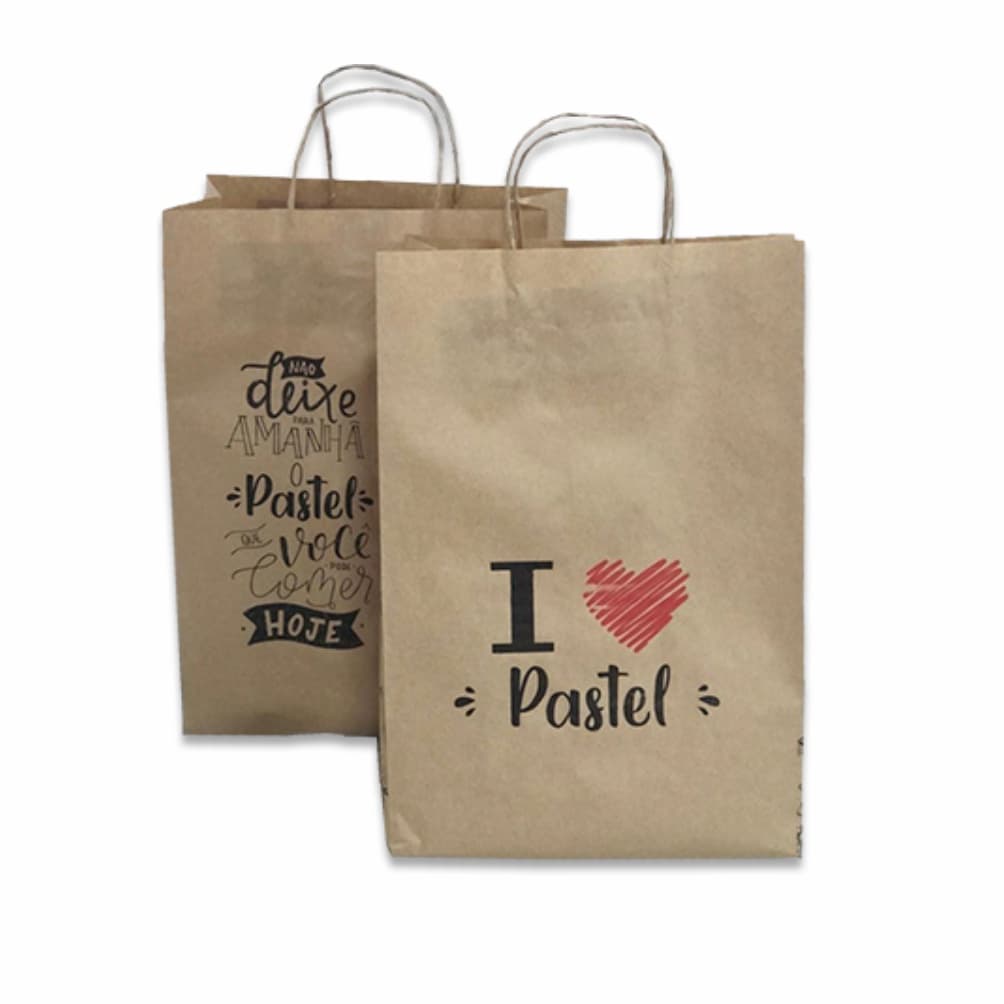 Sacola, saco kraft com alca delivery 23x39x11cm Pastel 500u