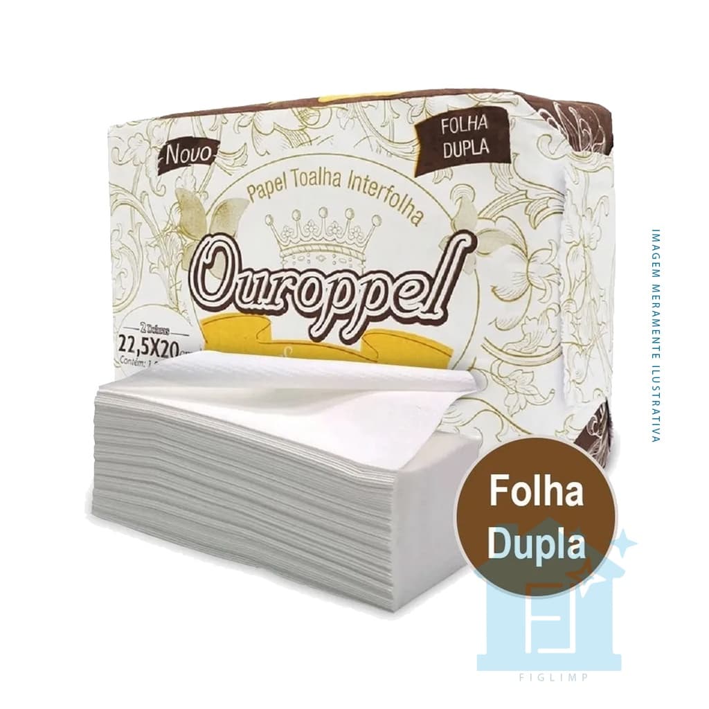 1000 Folhas Papel Interfolha Ouroppel Supreme Extra Luxo 22,5x20cm 32g - Folha Dupla
