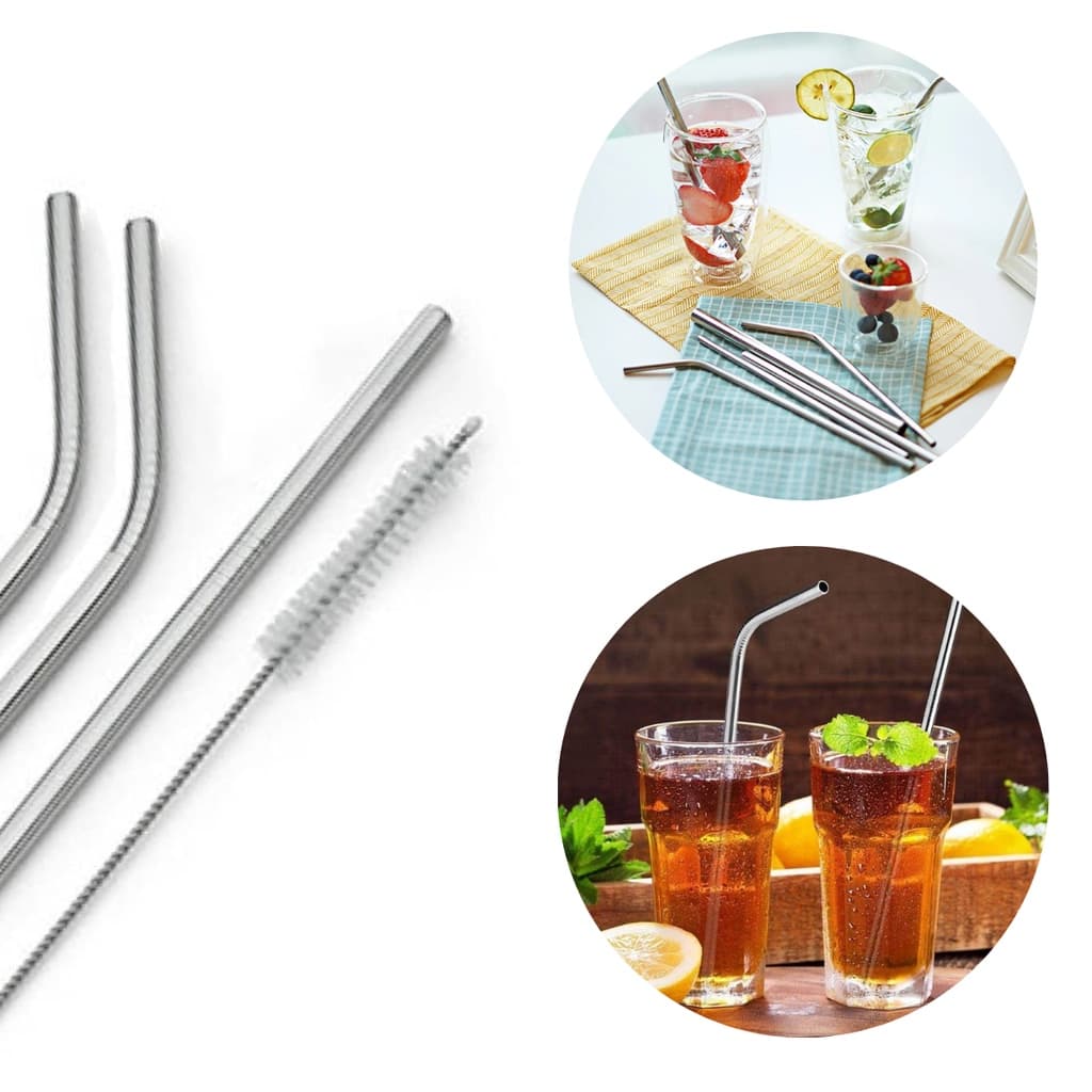 Kit 3 Canudo Inox Metal Reutilizavel Enfeite Drink Ecologico Aço Com Escova