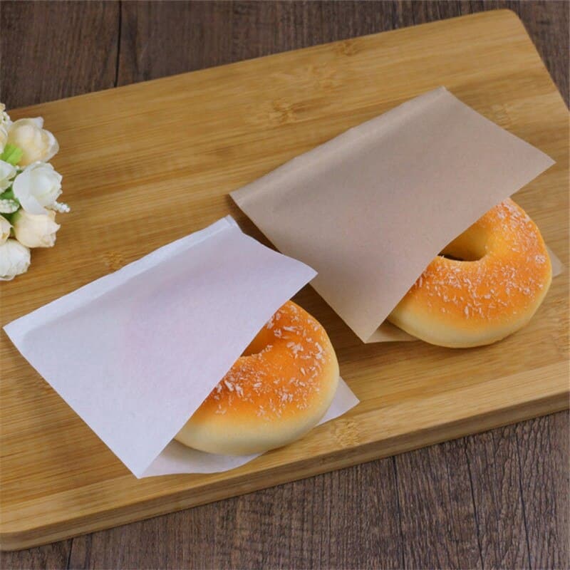 100 Pçs Embalagem De Padaria Alimentos Saco De Papel À Prova De Óleo Sanduíche Donut Pão Kraft Pacote De 12x12cm