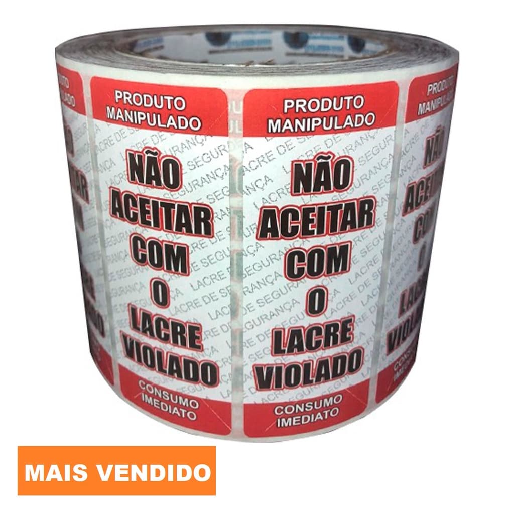 Lacre De Segurança Para Embalagens de Alimentos Delivery Rolo c/ 1000 Lacres