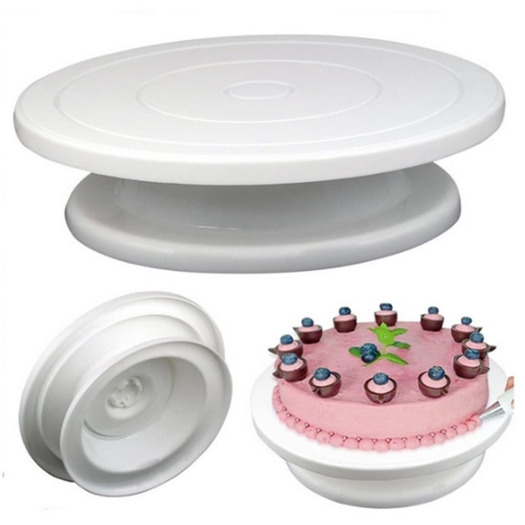 Bandeja Giratória de Plástico para Bolos Tortas - Confeitaria Decoração