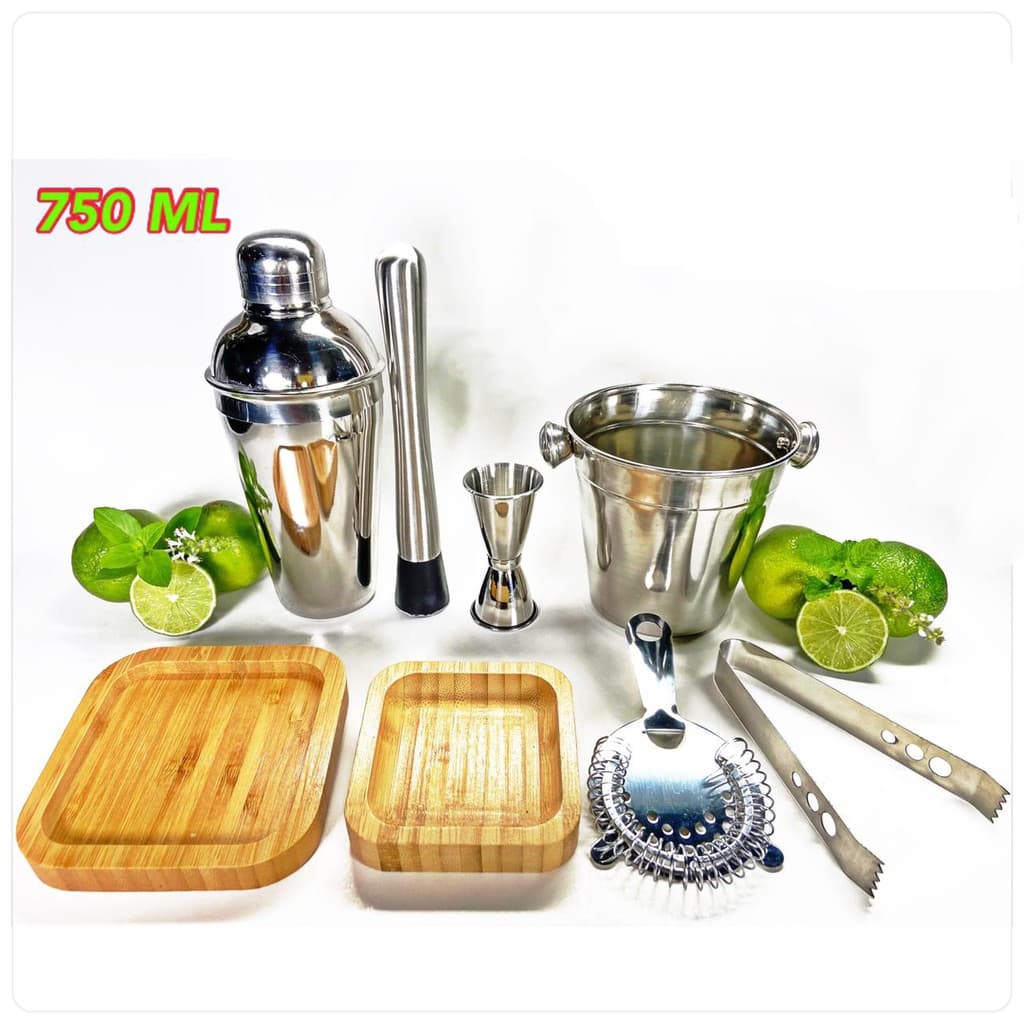 Kit Bar Inox Coqueteleira 750 Ml Caipirinha Completão - Tudo Aço Inox
