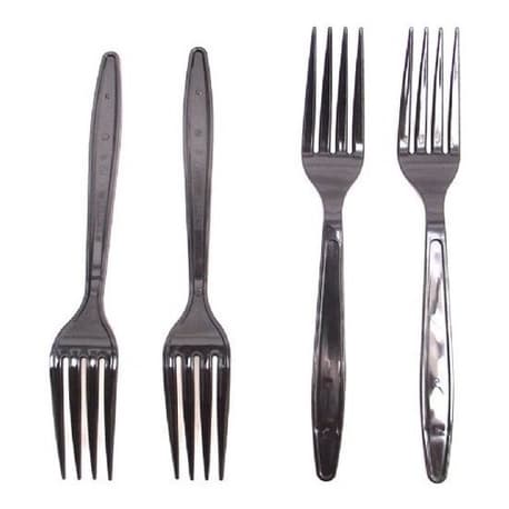 Garfo Descartável Comida Refeição Preto Reforçado C/1000