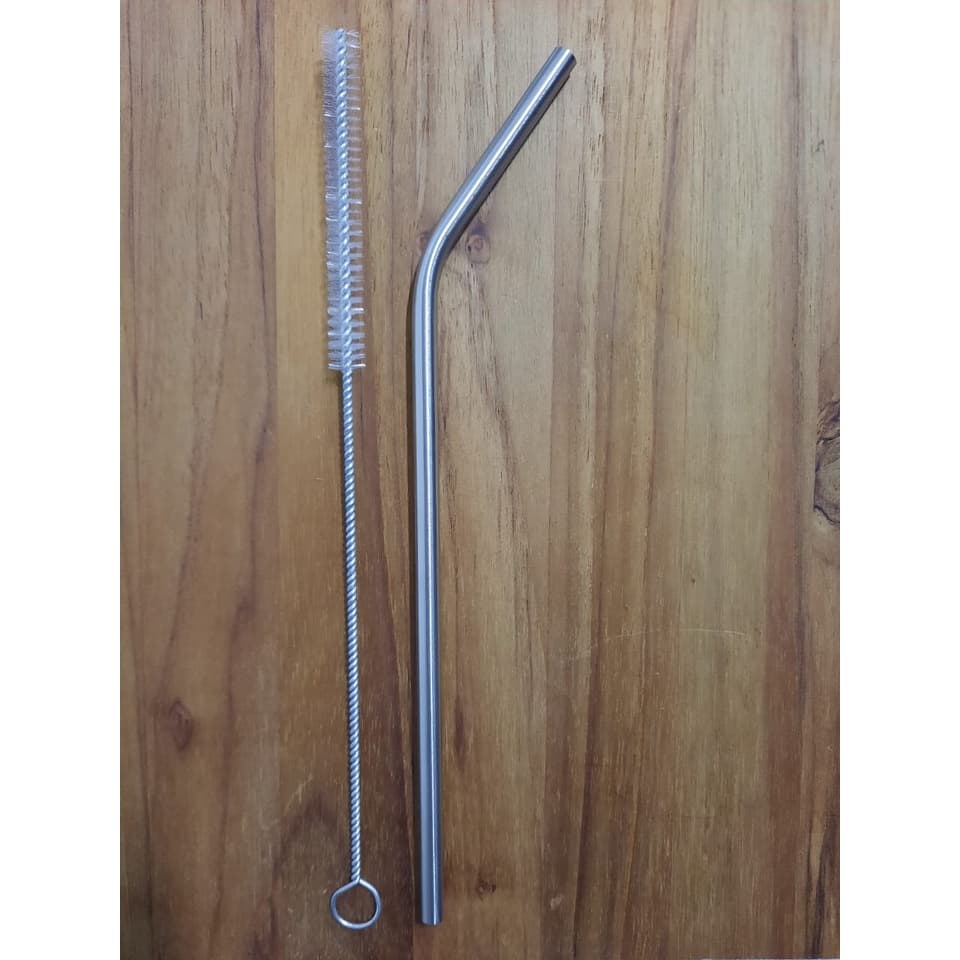 Kit com 1 Canudo de aço inox reutilizável sustentável + 1 Escova de limpeza