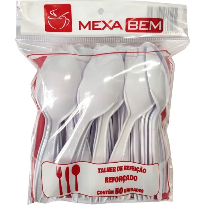 Kit 4 Pacotes De Colher Refeição Descartáveis Branca Reforçada C/50 Unidades Cada