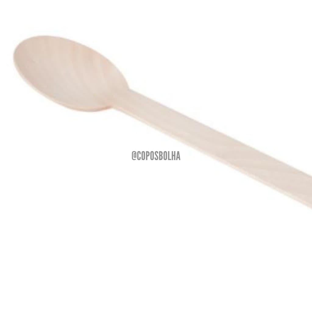 100 uni Colher Biodegradável de Madeira 16 cm - sobremesa, bolo e Bento cake
