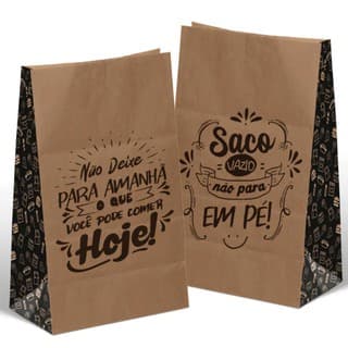 Saco Kraft com Frases Tamanho Pequeno - Para Delivery e Entregas - 1.000 Unidades