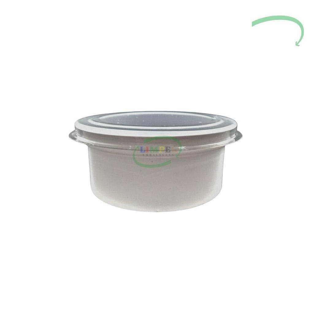100 Molheira Descartável Com Tampa 50ml Potinho Mini Pote Branco Embalagem Delivery
