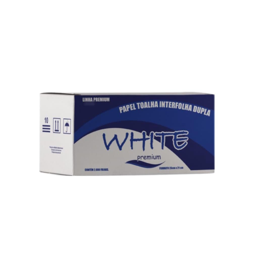 Papel Toalha Interfolha folha dupla - 100% celulose virgem 23cm x 21cm - White Premium - Caixa com 2000fls