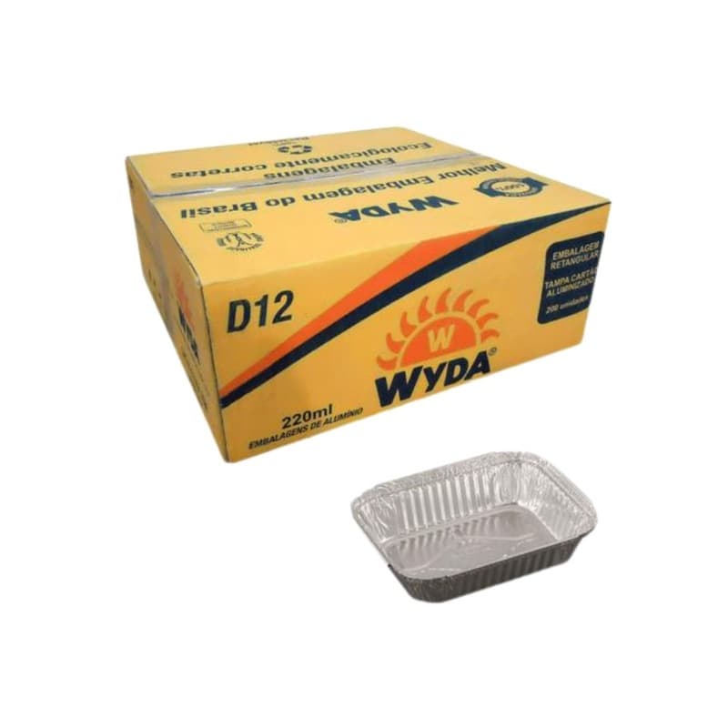 200un Bandeja de Alumínio Retangular 220ml D12