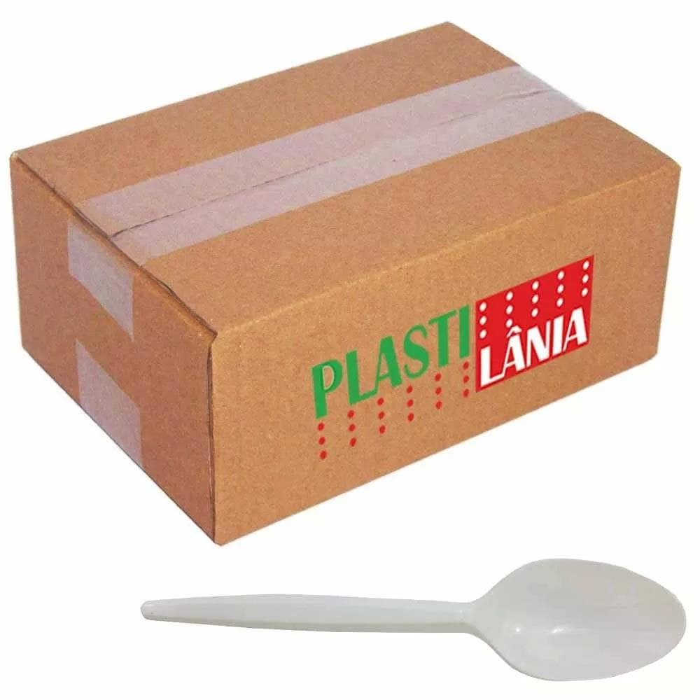 Colher Descartável para Refeição Branca 50 Unid Plastilânia
