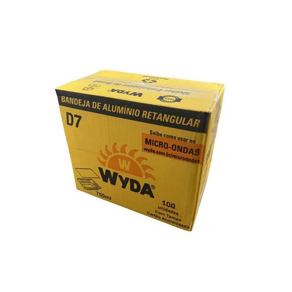 Marmita Alumínio WYDA D7 retangular 750ml c/tampa de cartão aluminizado - Caixa c/100 unids