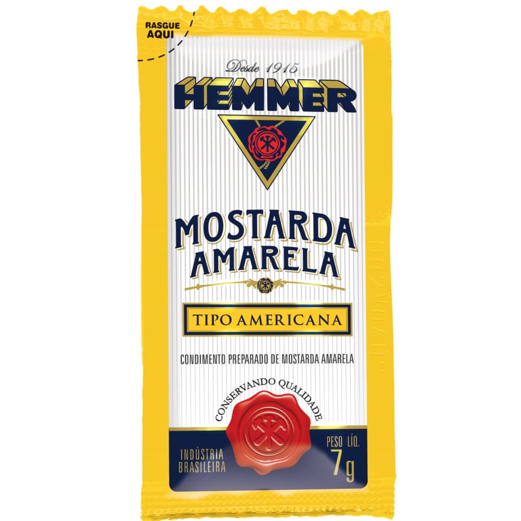Mostarda Amarela Tradicional Sachê Caixa C/190 X 7g - Hemmer