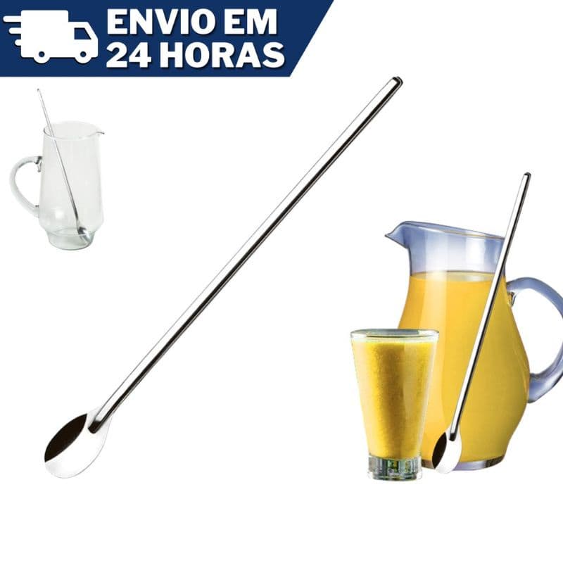 Colher Bailarina Para Suco Drinks Refresco Em Aço Inox 30 cm