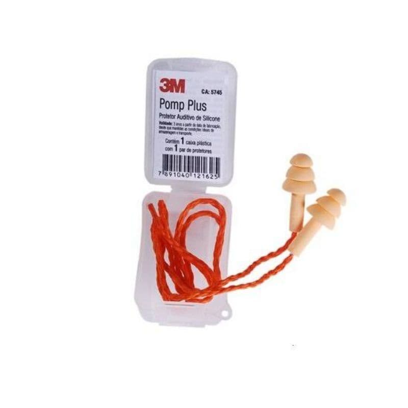 10 Protetor Auricular Plug Silicone Pomp Plus C/ Cordão 3m
