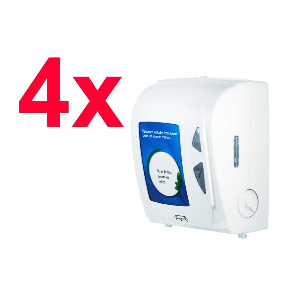 04 Dispenser Toalheiro Rolo Papel Toalha Bobina - Puxa Corta Mecãnico - Autocorte