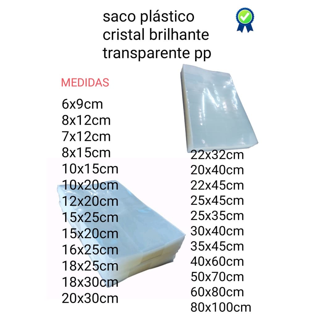 saco saquinho plastico transparente cristal PP resistente 6x9/ 7x12/8x12/10x15/10x20/12x20/15x20/15x25/15x30/20x30/22x32