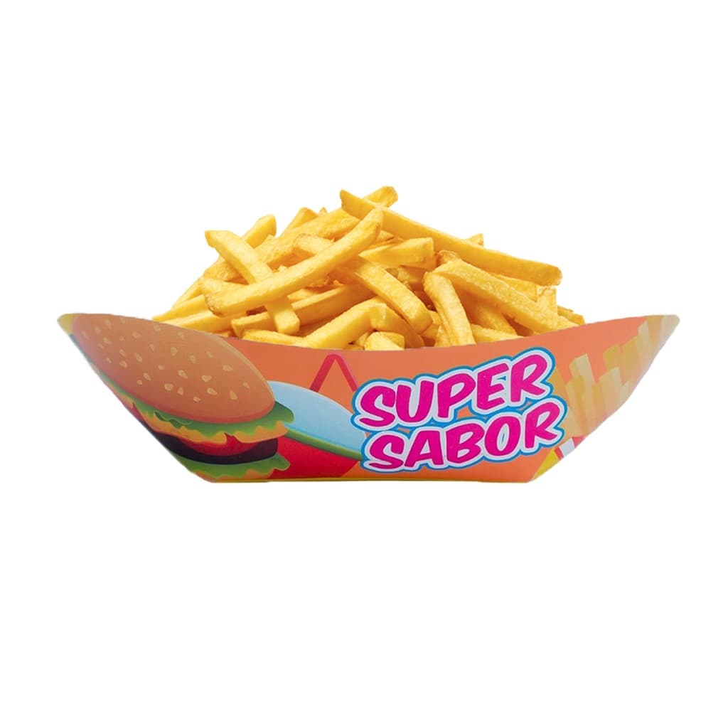 Barca Bandeja Papelão Multiuso P 17x12x5cm C/50un Embalagem Porção Lanche Combo Food Truck Delivery