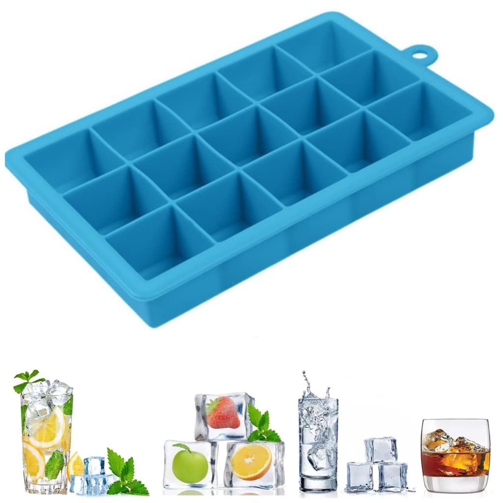 Forma De Gelo Grande Silicone 15 Cubos Cavidades Para Bebidas Whisky Drink Bar