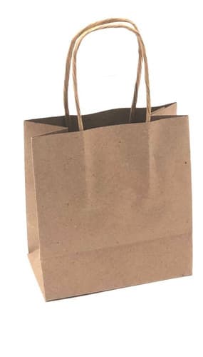 50 Sacolas De Papel Delivery 15x14x8cm: Alça Torcida Kraft