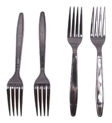 Garfo Descartável Comida Refeição Preto Reforçado C1000