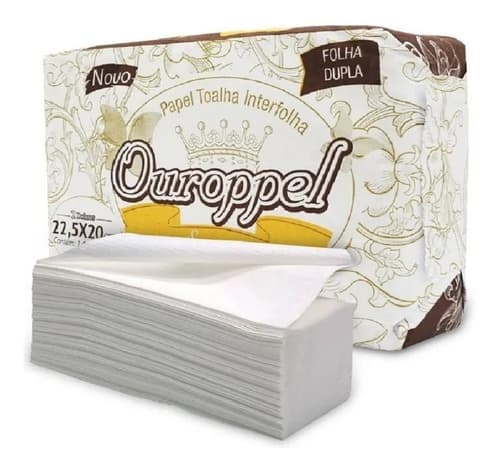 Papel Toalha Interfolha Branco Luxo Folha Dupla Ouroppel