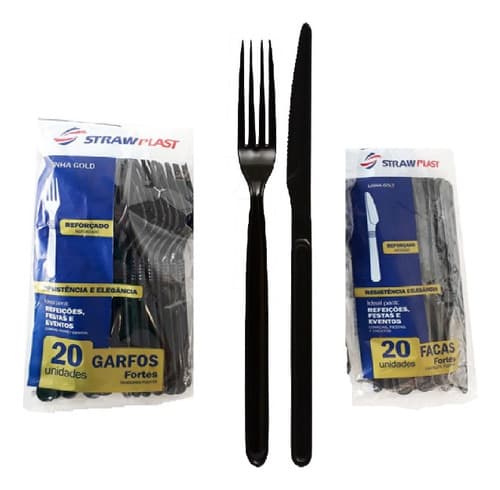Garfo E Faca Descartável Refeição Reforçado Churrasco C500u