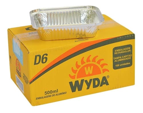 Bandeja De Alumínio Retangular D6 500ml - 100 Unidades Wyda