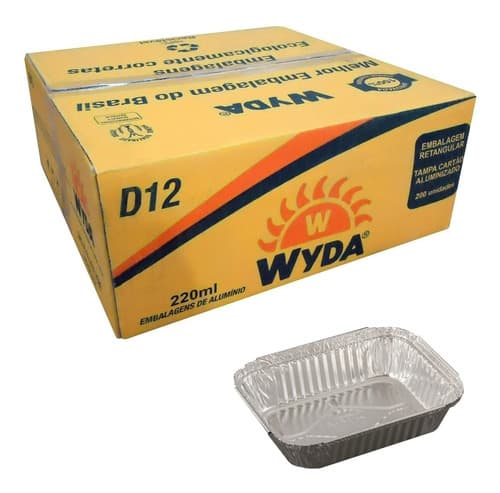 Bandeja De Alumínio Retangular D12 220ml - 200 Unidades Wyda