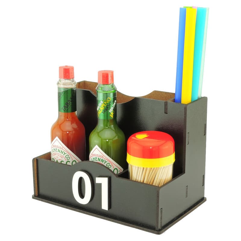 40 Porta Guardanapo Canudos Temperos Condimentos Mdf Preto