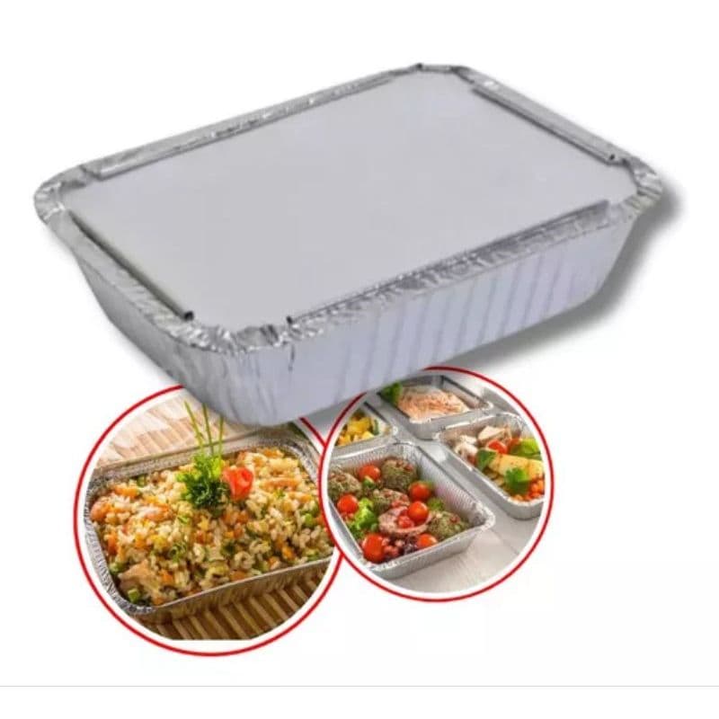 Kit 100 Marmitas Alumínio 500ml com Tampa M120 – Ideal para Delivery, Marmitex e Porções