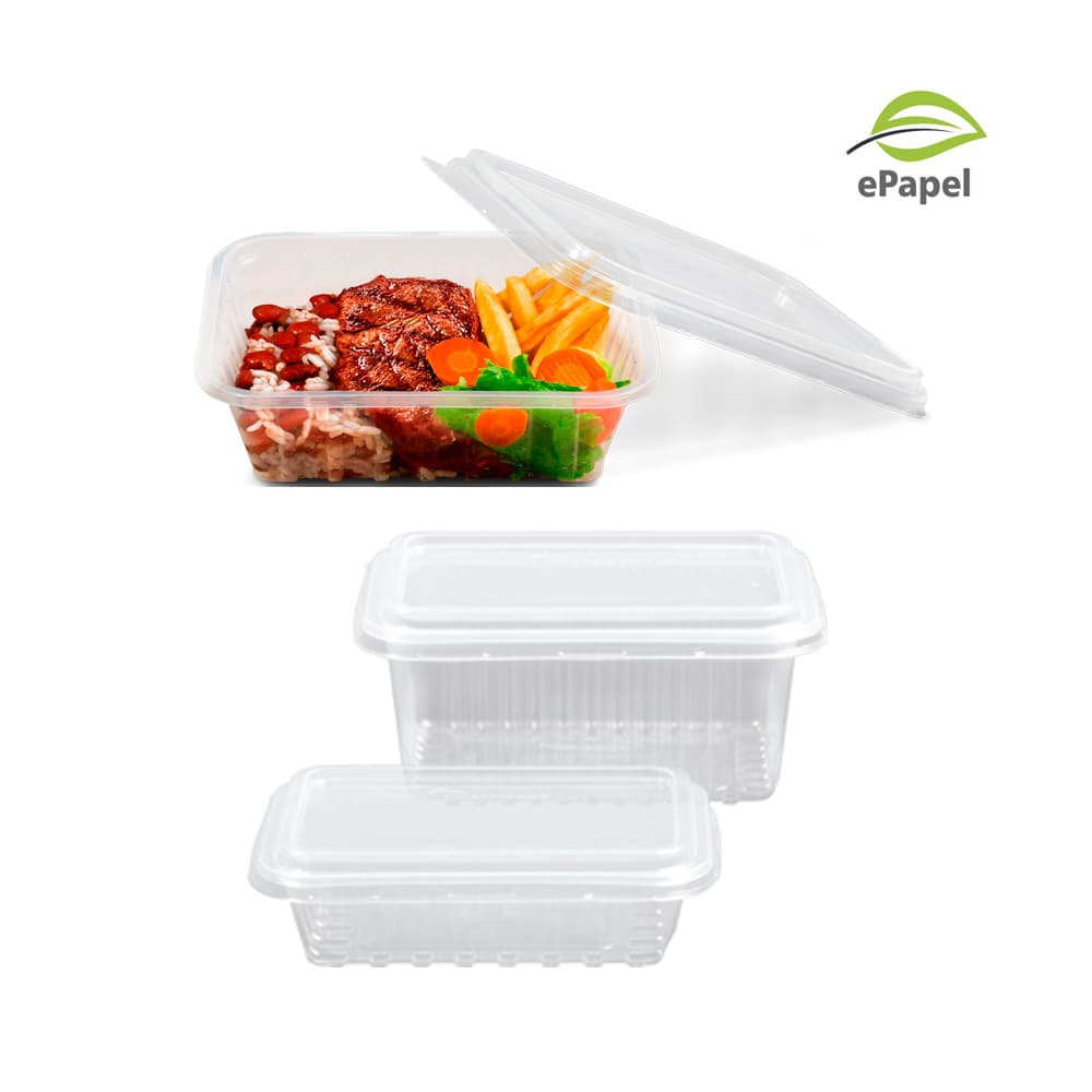 25 Kit Pote Tampa PP 500ml Retangular Freezer Microondas