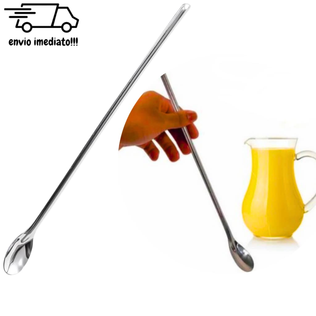 Colher Bailarina Aço Inox 30 Cm  para Bebidas Drinks Suco Bar Restaurante Residencia Multiuso