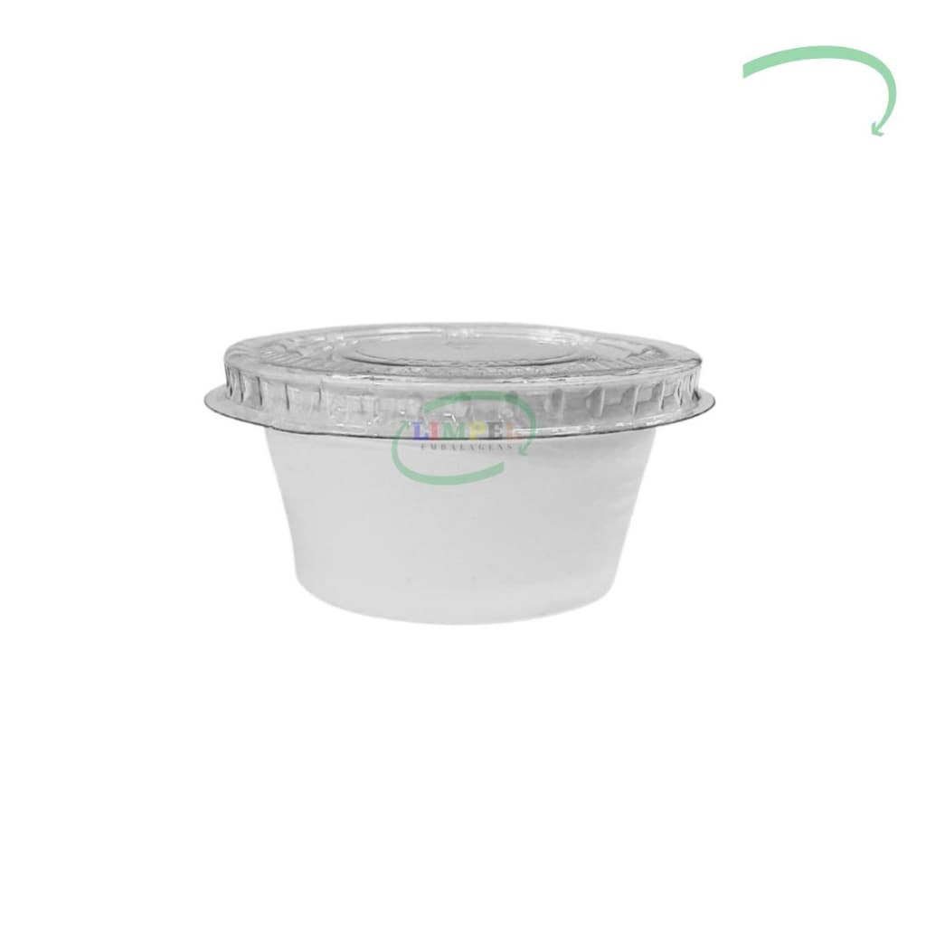 50 Molheira Descartável Com Tampa 30ml Potinho Mini Pote Branco Embalagem Delivery