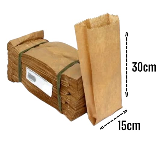 Saco De Papel Kraft Pardo 3kg 15cm x 30cm Para Lanchonetes, Bares, Padarias 300 Unidades