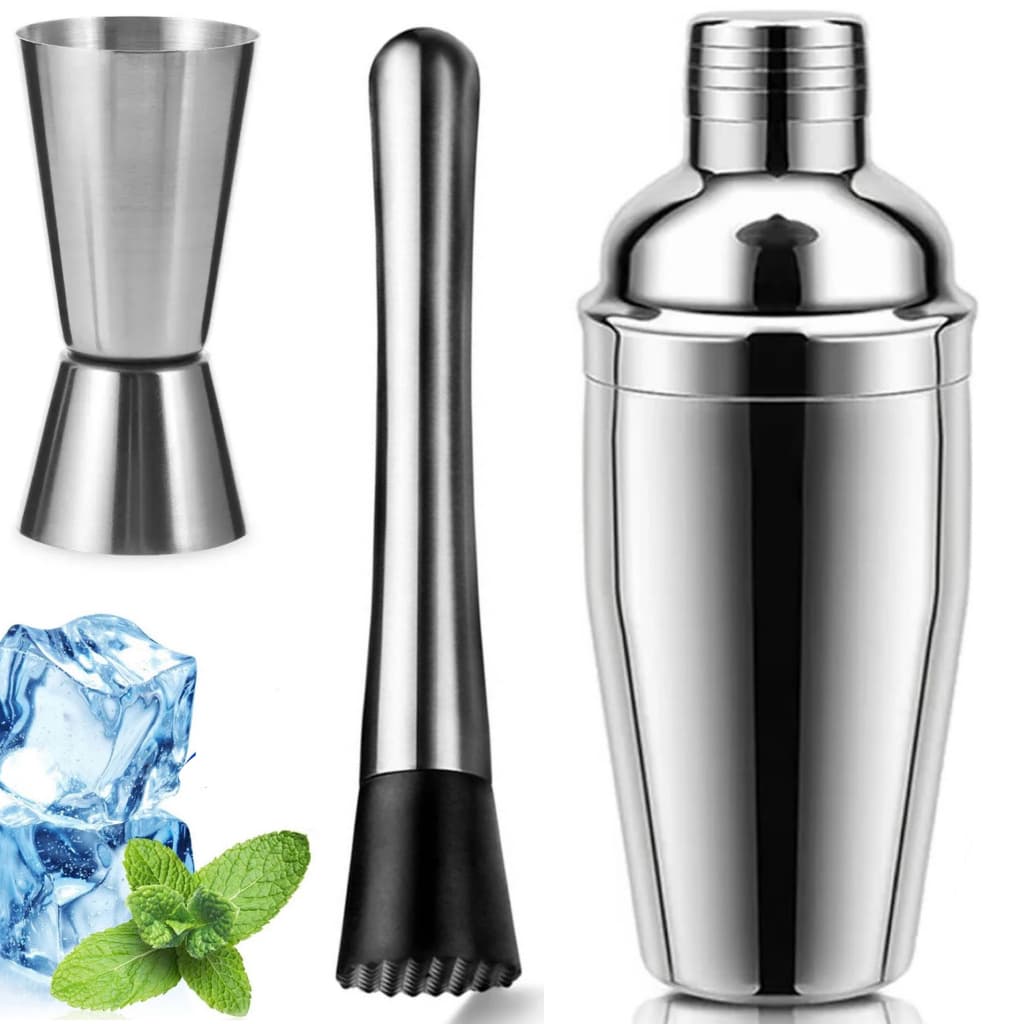 Coqueteleira Inox 500ml ou 750 ml + Macerador + Dosador De Wisky