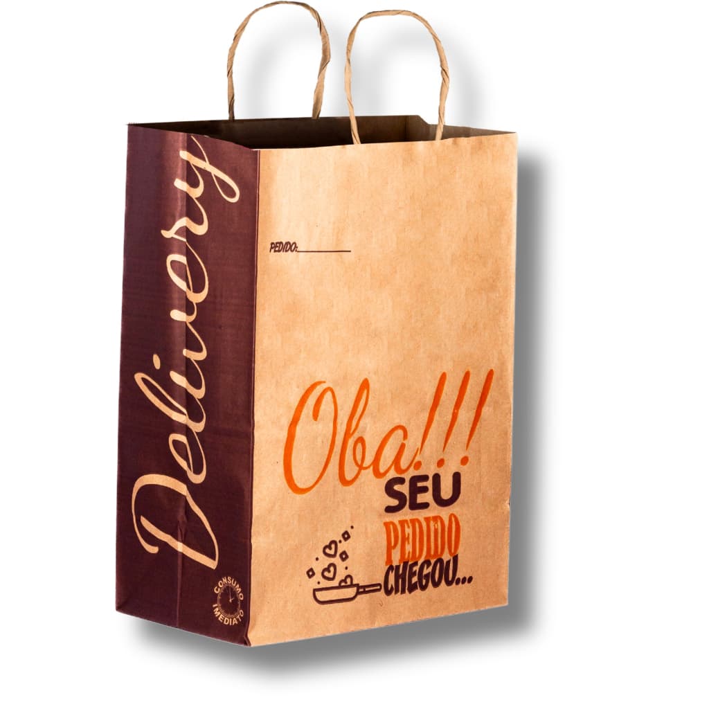 Sacola Kraft para Delivery Entrega Viagem com Alça -  Menu