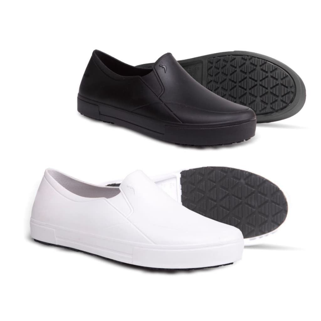 Tênis Sapato Preto e Branco Enfermagem Hospital Clínica Cozinha Limpeza PVC Enfermeira Antiderrapante Epi CA 45106