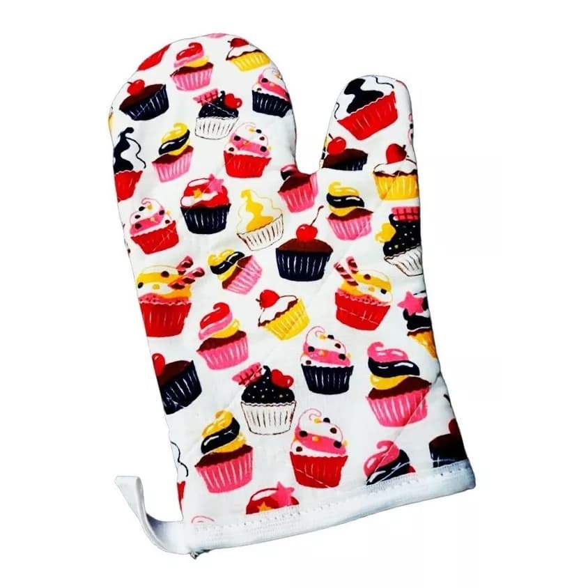Luva Térmica Dupla Face Cupcake 28cmx15cm  Em Algodão - 1 unidade