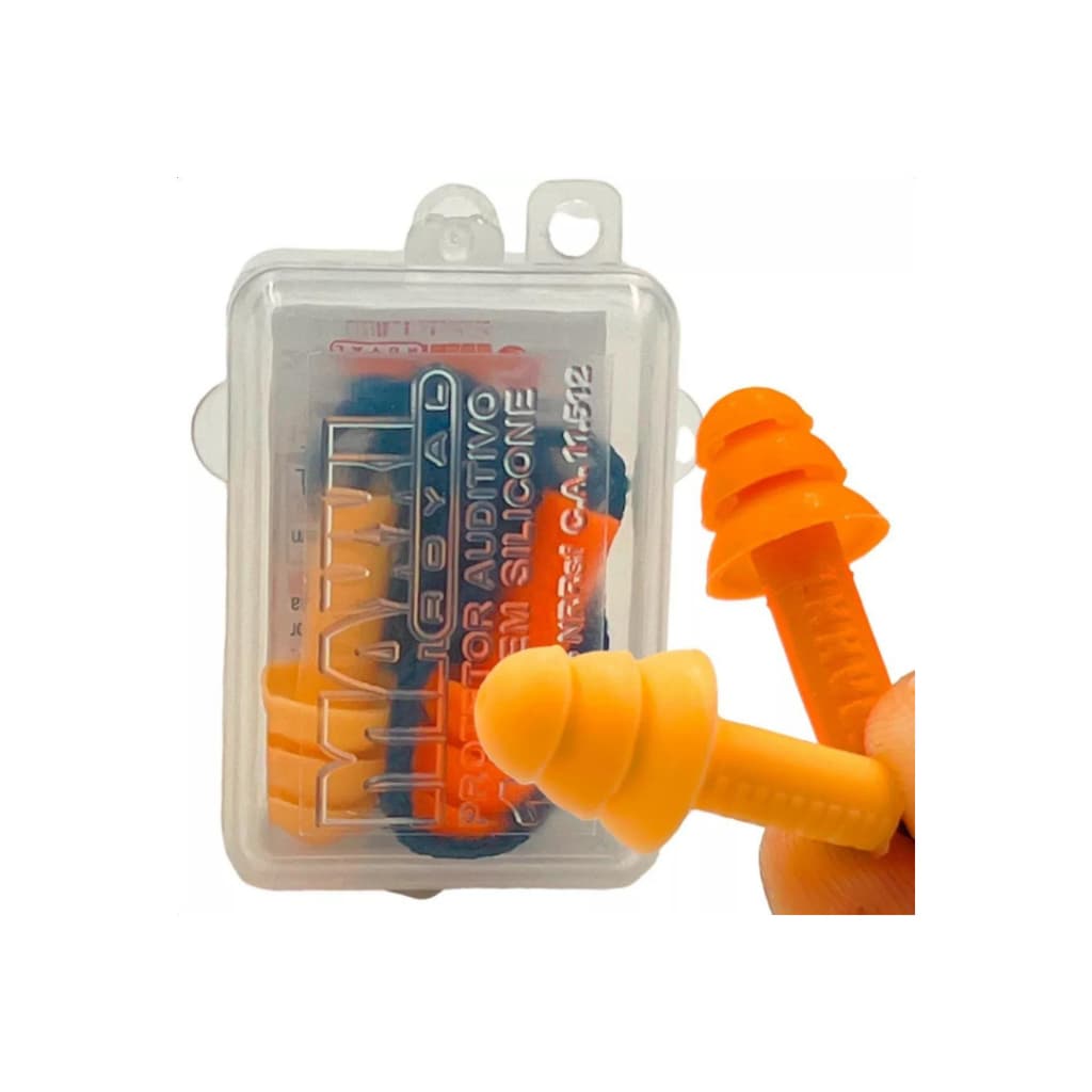 Kit 10 Protetor Auricular Maxxi Royal 18db CA 11512 Plug Silicone Abafador Ruido Ouvido Cordao