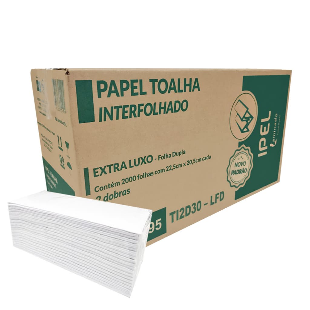 Papel Toalha Interfolha Folha Dupla 22,5x20,5cm Extra Luxo Maciez e Eficiência para a sua Limpeza