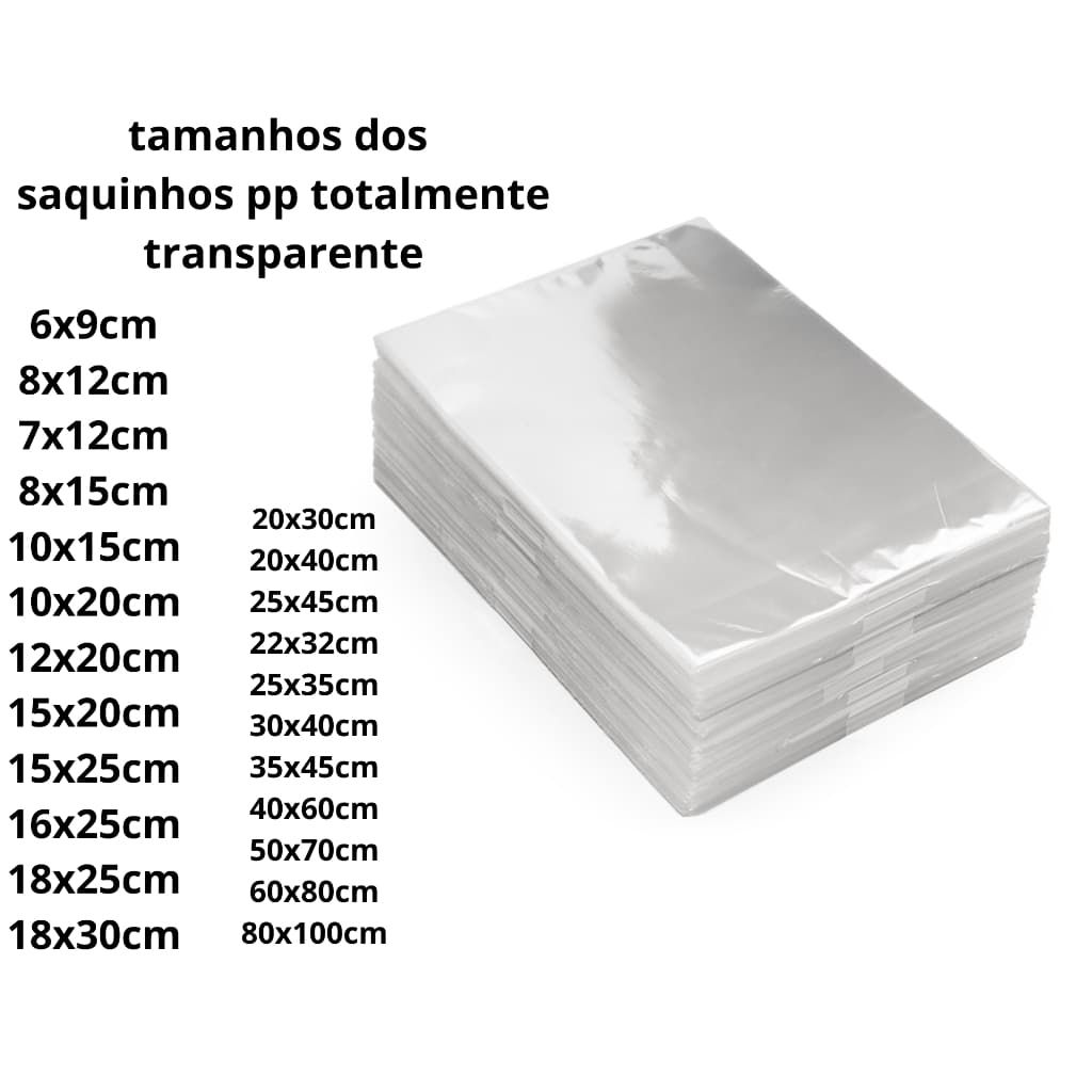 saco transparente cristal PP 6x9/ 8x12/ 8x15/ 10x15/ 10x20/ 12x20/  20x40/ 20x30/ 22x32/ 22x45/ 25x35/  todos na ESP 006