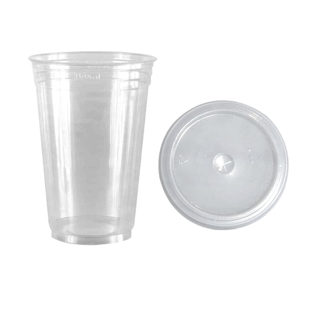 Kit Copo Descartável 300ml PP Liso Com Tampa Sem Furo 50 Unidades Copozan