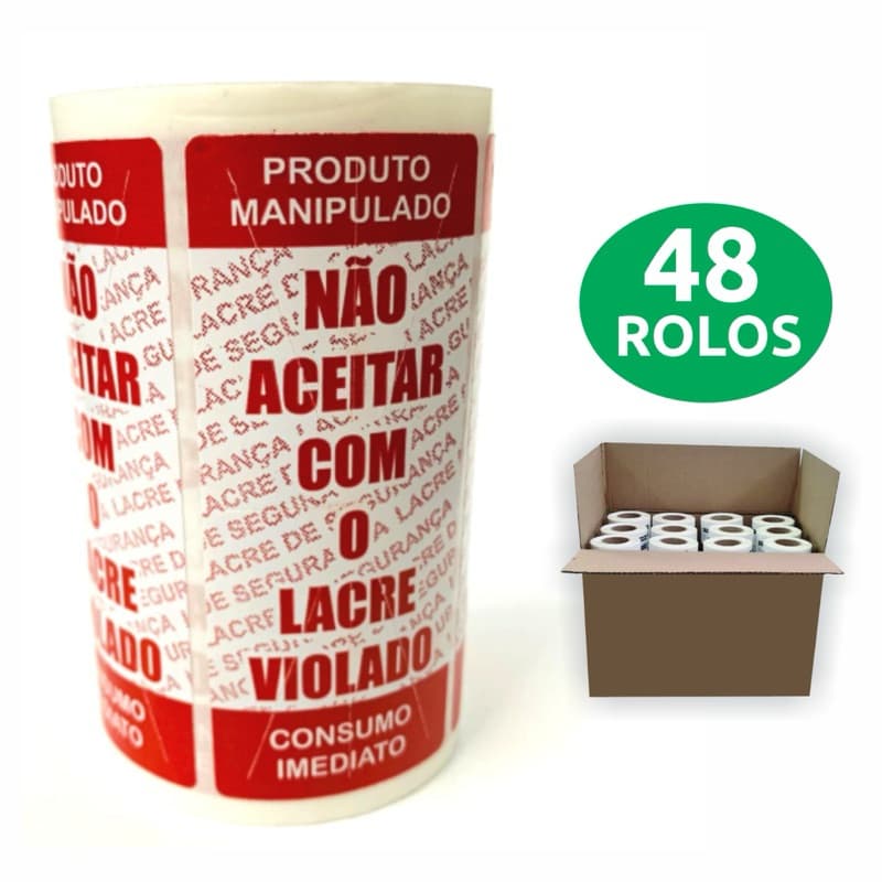 Lacre Etiqueta Delivery 19.200 unds - 48 rolos Ifood Rappi Eats Adesivo
