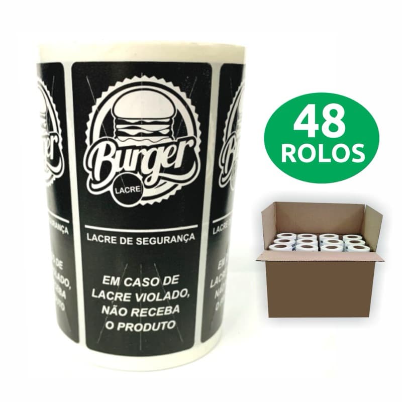 Lacre Etiqueta Delivery 19.200 unds Hamburguer 48 rolos Ifood Rappi Eats Adesivo