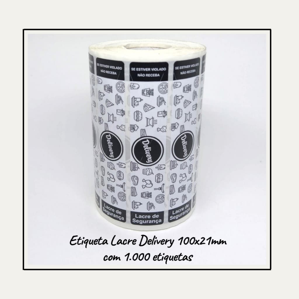 Etiquetas Lacre Delivery Preto Para Segurança Alimentos Kit C/ 2 Mil