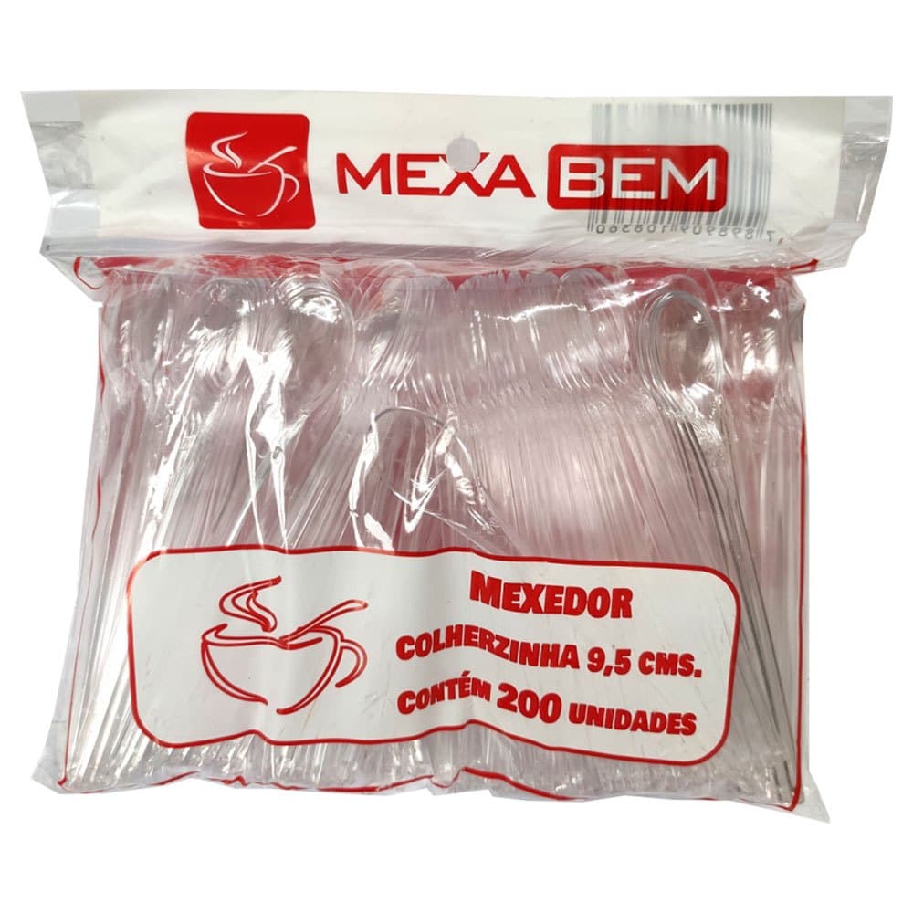 Mexedor de Café Colher Pacote C/ 200 400 600 800 Uni Colherinha Mexer Chá Plástico Transparente